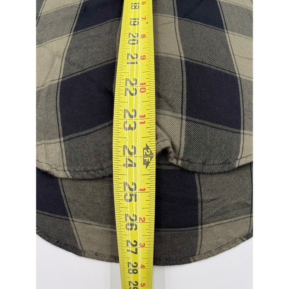 Express Plaid Lace-Up Long Sleeve Top Womens Small Olive Green Black Casual - Picture 14 of 16